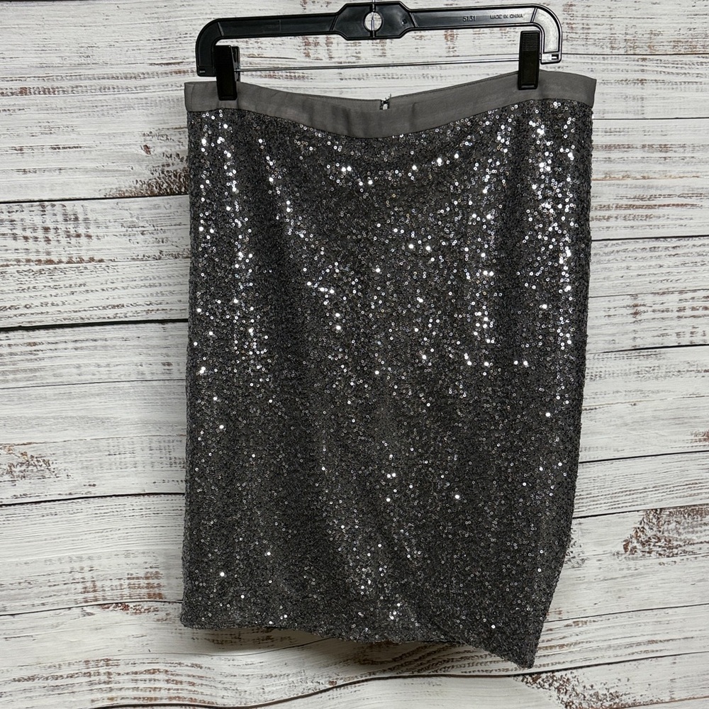 J. Crew Silver Sequin Pencil Skirt